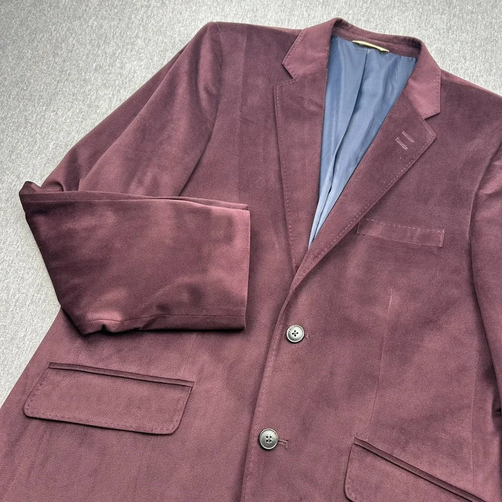 Haggar Two Button Purple Blazer Mens 42R Fall Wedding Double Vented